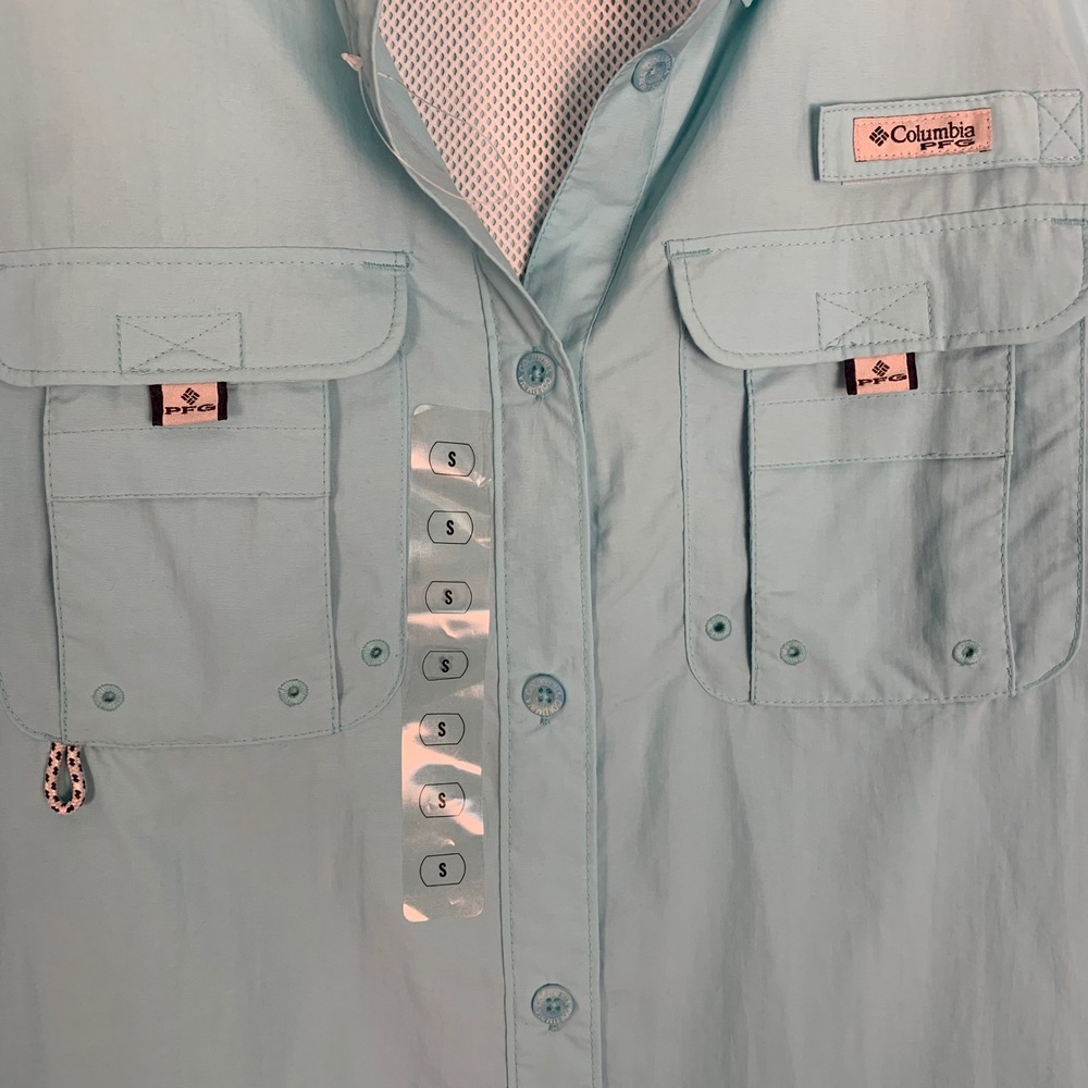 Columbia PFG Tamiami II Short Sleeve Fishing Shirt Blue Womens Small NWT - Picture 3 of 7
